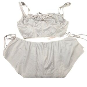 NWT Victoria's Secret Satin Corset Bralette & Tie Shorts Lingerie Set Bridal M/L